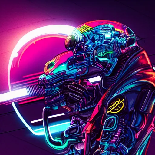 Image similar to a neon cyberpunk cyborg jaguar