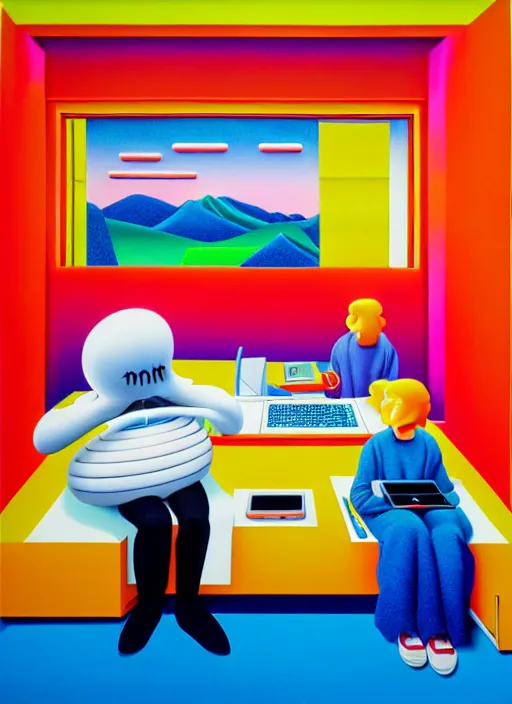 Image similar to office room by shusei nagaoka, kaws, david rudnick, airbrush on canvas, pastell colours, cell shaded, 8 k