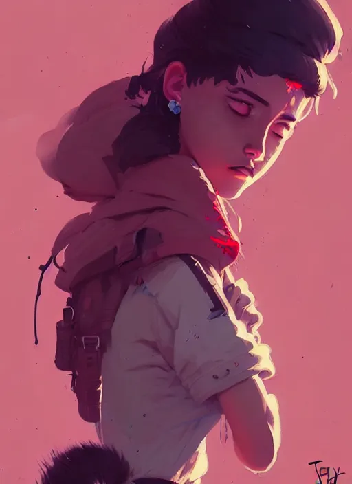 Prompt: highly detailed graffiti of a teenager, by atey ghailan, by greg rutkowski, by greg tocchini, by james gilleard, by joe fenton, by kaethe butcher, gradient violet, black, red, cream and white color scheme, award winning details