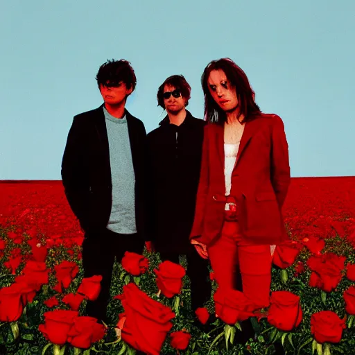 Image similar to album cover of a indie rock band, red rose, album cover art