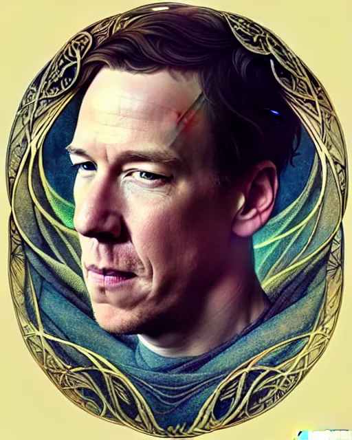 Image similar to beautiful and playful ethereal tobias menzies ( outlander ) portrait, art nouveau, fantasy, intricate flower designs, elegant, highly detailed, sharp focus, art by artgerm and greg rutkowski and wlop