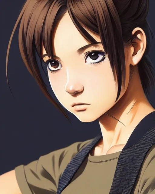 Image similar to portrait Anime as isabela moner sicario girl, cute-fine-face, brown-blond-hair pretty face, realistically shaded, Perfect face, fine details. Anime. sicario, realistic shaded lighting by Ilya Kuvshinov, katsuhiro otomo, ghost-in-the-shell, magali villeneuve, artgerm, rutkowski, WLOP Jeremy Lipkin, Giuseppe Dangelico Pino, Michael Garmash, Rob Rey