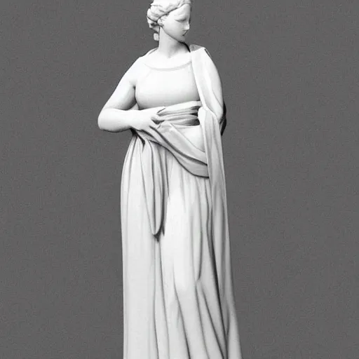 Image similar to a statue of a woman in a white dress, a marble sculpture by luca della robbia, featured on zbrush central, new sculpture, marble sculpture, made of plastic, ambient occlusion