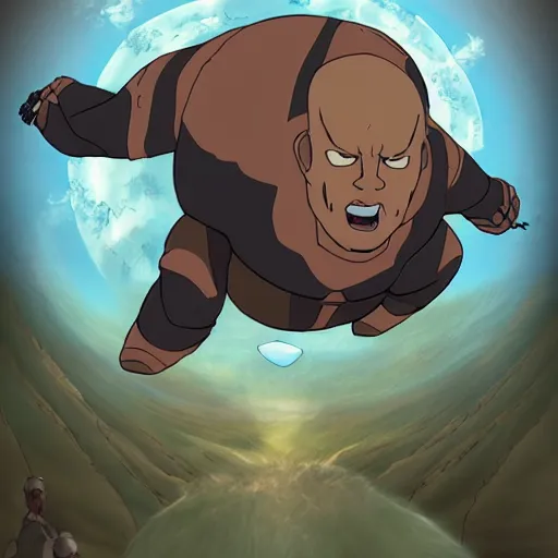 Image similar to tardigrade-like flying bison with aang as air-nomads; The Avatar: The Last Airbender and The Avatar: The Legend of Korra