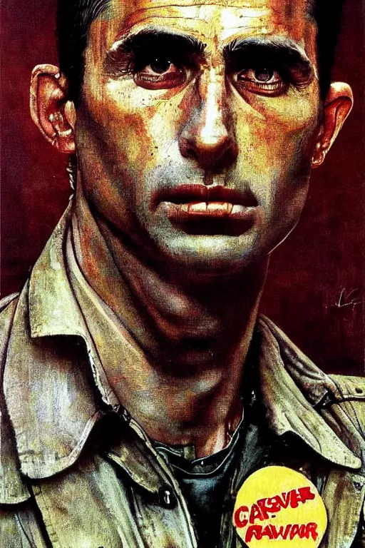 Image similar to travis bickle from taxi driver movie painted by Norman Rockwell