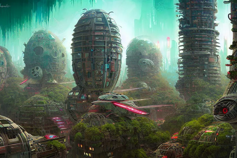 Prompt: beetpunk city on endor, hyper detailed, by alejandro burdisio,