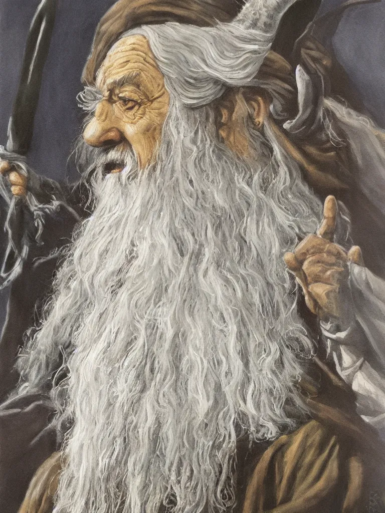 Image similar to gandalf as deity, painting