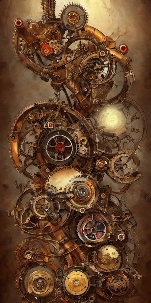 Prompt: machine heart, cogwheels, mechanical, photorealistic, high detail, steampunk - style by esao andrews, artstation, illustration