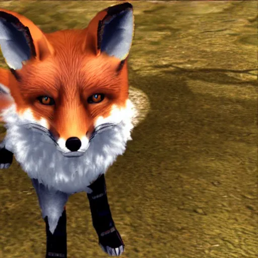 Prompt: a fox in a ps 2 game