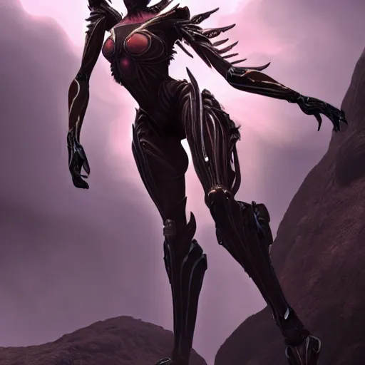 Prompt: beautiful and stunning giant female warframe, doing an elegant pose, looming over ant pov, pov looking up at from the ground from her feet, slick elegant design, sharp claws, detailed shot legs-up, highly detailed art, epic cinematic shot, realistic, professional digital art, high end digital art, DeviantArt, artstation, Furaffinity, 8k HD render, epic lighting, depth of field