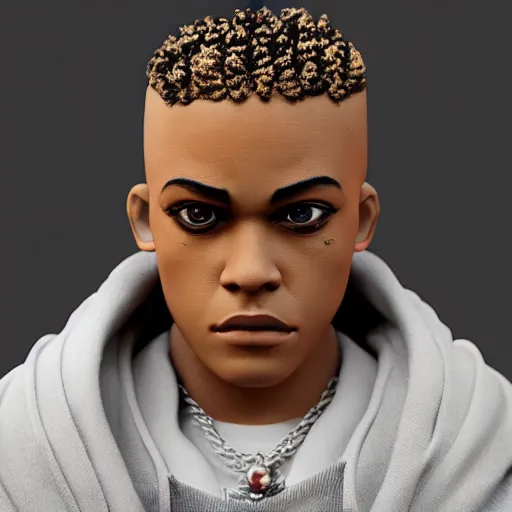 Prompt: XXXTentacion as a figurine, blender, octane render, studio lighting, 8k, hyperdetalied, high quality, trending on artstation,