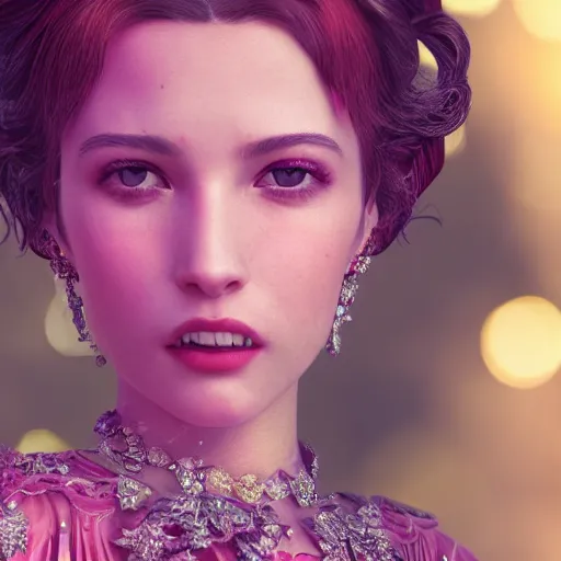 Image similar to portrait of wonderful princess of ruby with fair skin, ornate 8 k gorgeous intricate detailed, accent lighting, dramatic light, octane render