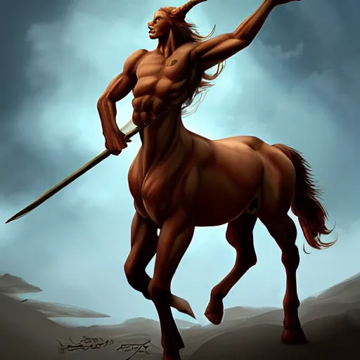 Prompt: centaur, fantasy, trending on artstation