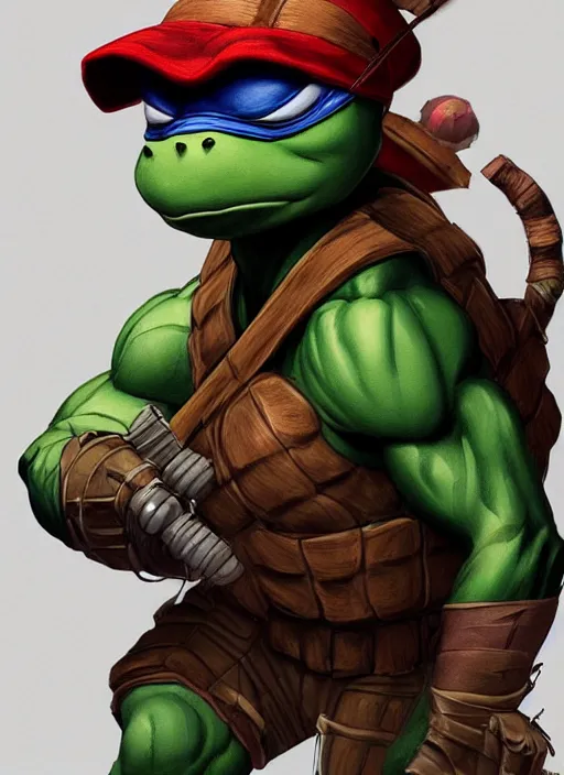 Image similar to teenage mutant ninja turtle ralph by simon bisley, au naturel, hyper detailed, digital art, trending in artstation, cinematic lighting, studio quality, smooth render, unreal engine 5 rendered, octane rendered, art style by klimt and nixeu and ian sprigger and wlop and krenz cushart