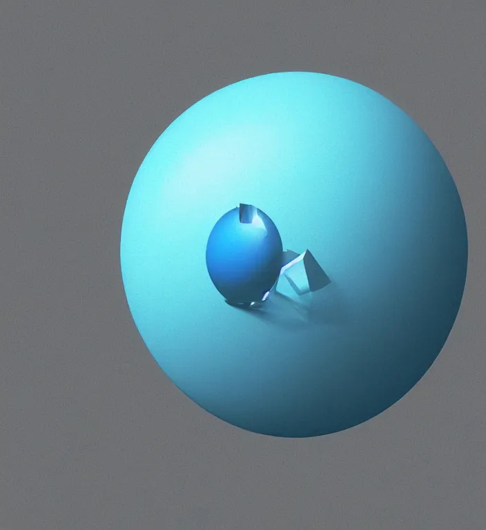 Prompt: a blue ball on a table, digital illustration by Ash Thorp