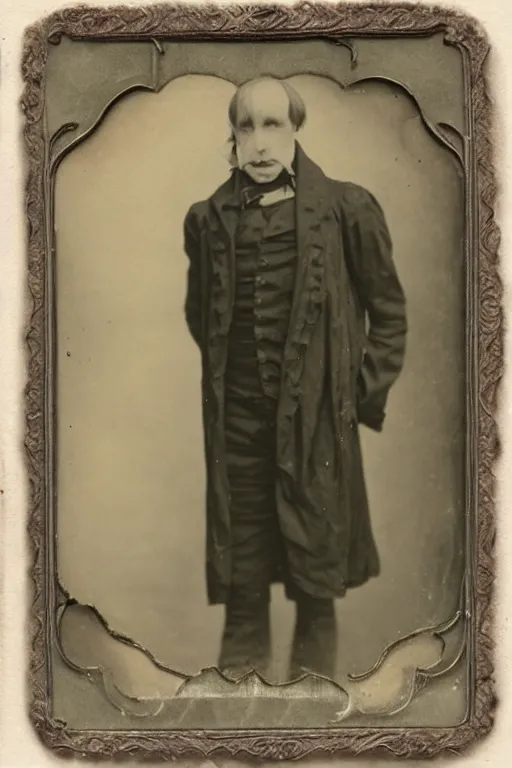Image similar to cabinet card of creepy mutant victorian gentleman, scary, nightmare