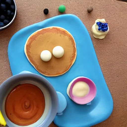 Prompt: claymation, pancake breakfast made of clay