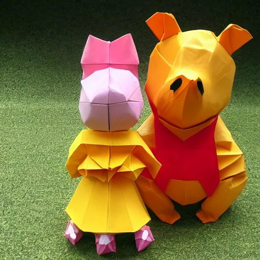 Image similar to origami pooh and piglet