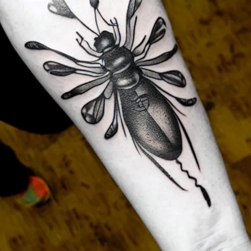 Image similar to hyper realistic insect tattoo,