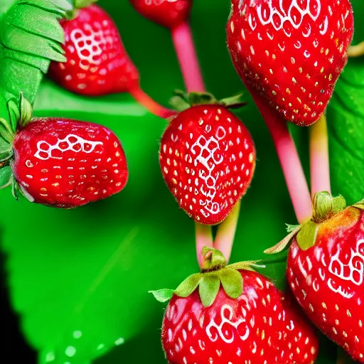 Image similar to a macro photo of a wet strawberry, hyper realistic, hyper detailed, 35mm, very grainy film, pink volumetric studio lighting, bokeh, black background award winning shot, vogue magazine, cinematic, 8k, very closeup, elegant, tender, pastel