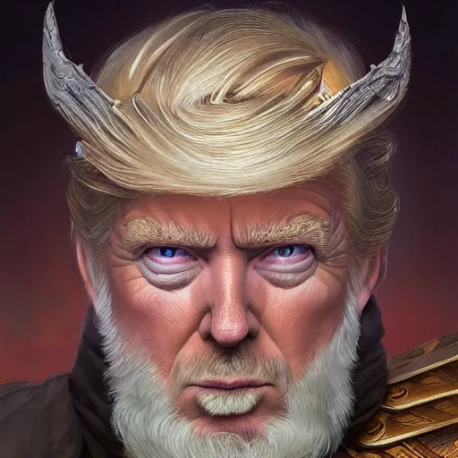 Image similar to donald trump as odin, intricate, elegant, highly detailed, digital painting, artstation, concept art, matte, illustration, hearthstone, art by artgerm and greg rutkowski and alphonse mucha, simon stalenhag, hyperreal