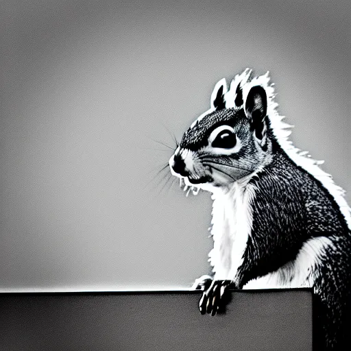 Image similar to mono chrome outline of a squirrel with a white background