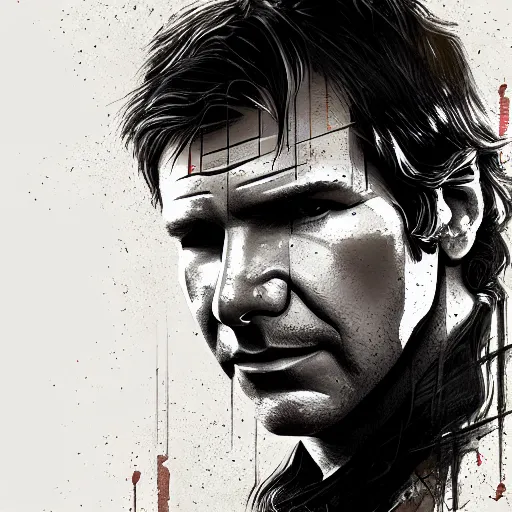 Image similar to portrait of harrison ford as han solo, fantasy, intricate, elegant, digital painting, trending on artstation, concept art, sharp focus, illustration by russ mills, 4k.