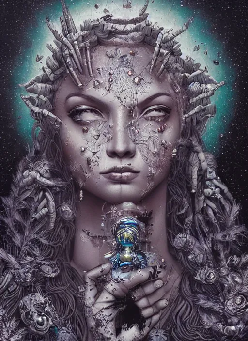 Image similar to Android goddess painting by Dan Hillier, trending on artstation, artstationHD, artstationHQ, 4k, 8k