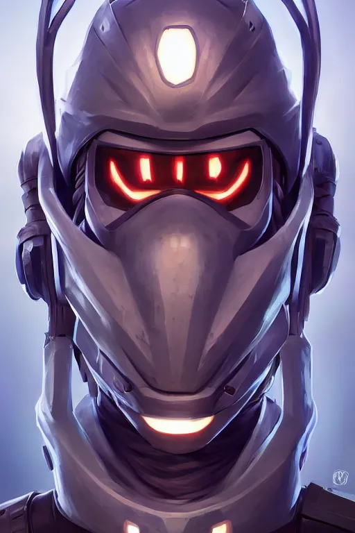 Image similar to epic mask helmet robot ninja portrait stylized as fornite style game design fanart by concept artist gervasio canda, behance hd by jesper ejsing, by rhads, makoto shinkai and lois van baarle, ilya kuvshinov, rossdraws global illumination radiating a glowing aura global illumination ray tracing hdr render in unreal engine 5