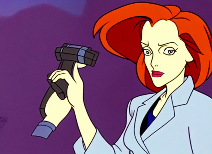 Image similar to dana scully on netflix castlevania, animation cel, sharp detail, animation cel, in the style of don bluth, bruce timm, stephen silver