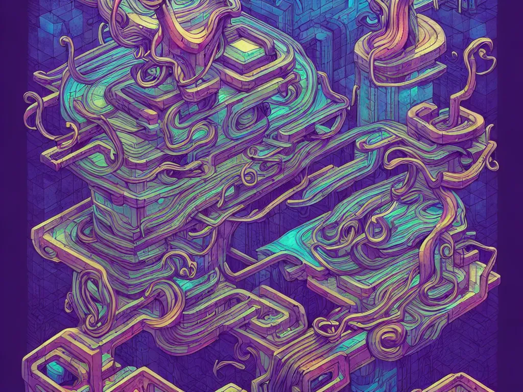 Image similar to arcane twisted turn of fate abstraction, centered award winning ink pen illustration, isometric abstract illustration by dan mumford, edited by craola, technical drawing by beeple and tooth wu, tiny details by artgerm and watercolor girl, symmetrically isometrically centered