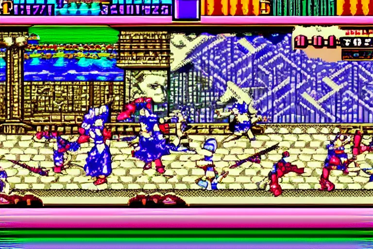 Image similar to ancient sumerian snes 2 d fighting game gameplay screenshot