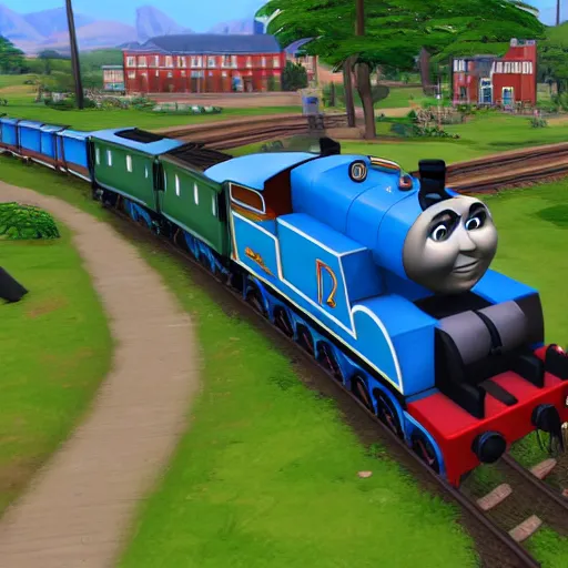 Prompt: thomas the tank engine, the sims 4