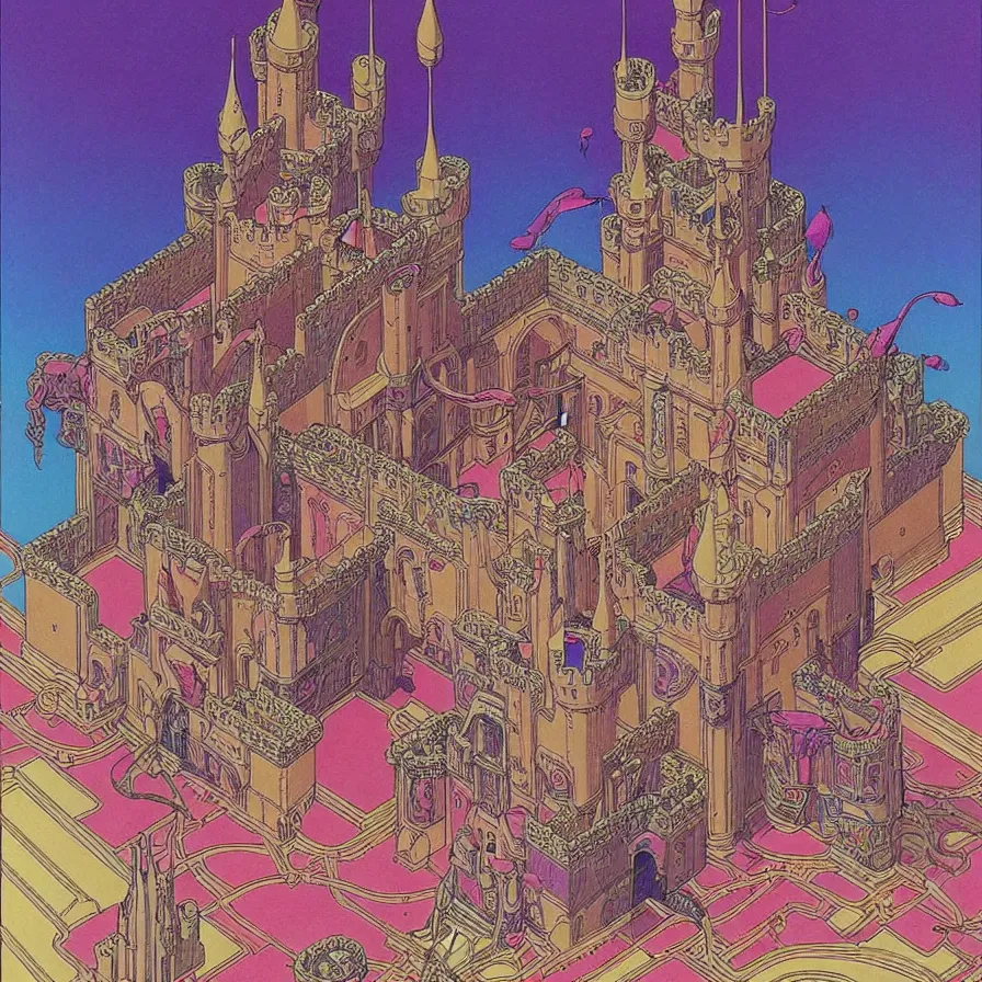 Prompt: ( ( ( ( inside of the huge castle, with decorative frame design ) ) ) ) by mœbius!!!!!!!!!!!!!!!!!!!!!!!!!!!, overdetailed art, colorful, artistic record jacket design