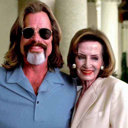 Prompt: the dude abides with nanci pelosi