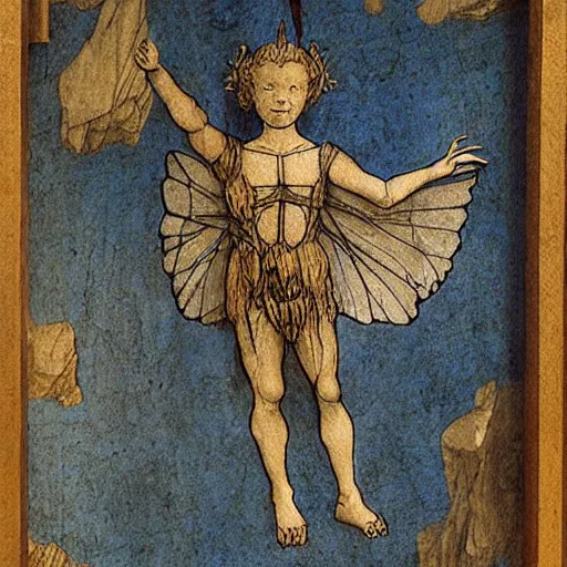 Image similar to blue print of tooth fairy style leonardo da vinci