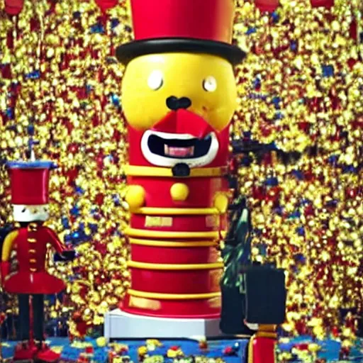 Prompt: mr peanut as a real life person being crushed to death by a huge nutcracker. he is in excruciating pain. high definition. extremely gory. graphic horror. ultra realistic. grainy vhs quality.