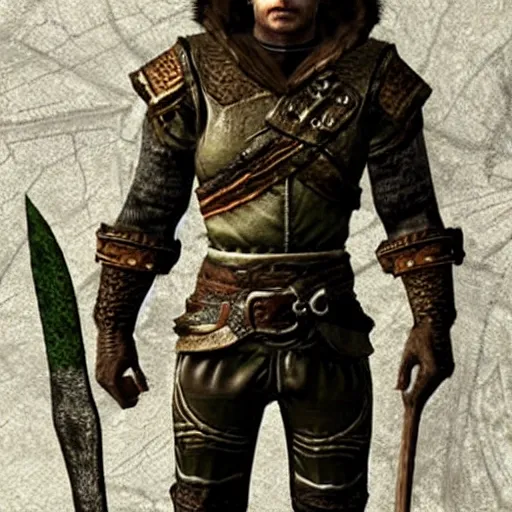 Prompt: Skyrim character with an arrow in the knee, very detailed, playstation 1 graphics