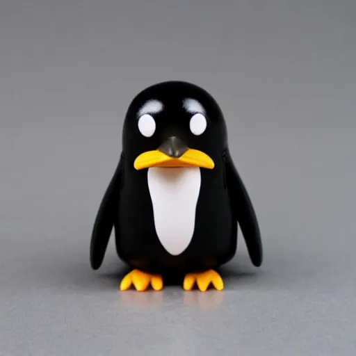 Prompt: anthro penguin in a black suit, vinyl toy figurine