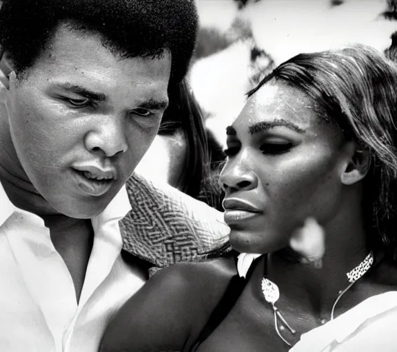 Image similar to muhammed ali and Serena Williams tripping on Peyote photograph by Dorothy Lange