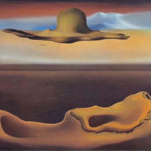 Image similar to A surrealist oil painting of a desiccated earth. Salvador Dali. Museum Quality