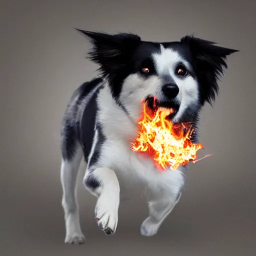 Prompt: dog that has fire breath