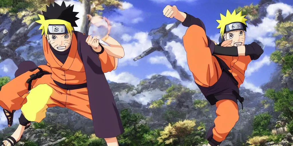 Naruto proud on the top of a hill