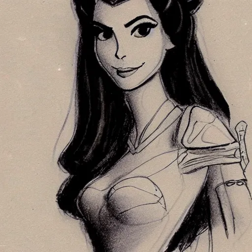 Image similar to milt kahl sketch of victoria justice as princess padme from star wars