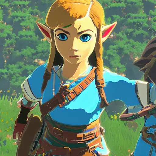 Prompt: Twinrova in The Legend of Zelda Breath of the Wild, ultra, highly detailed, 4k quality photo,