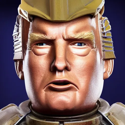 Image similar to professional head shot of donald trump wearing fallout power armor in a bright sunny desert, 8 k, very intricate, very detailed, professional lighting,