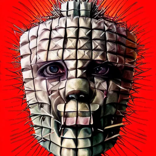 Prompt: portrait of a pinhead hellraiser as Disney cactus character by Artgerm, H R Giger, not scarry, Pixar, digital painting, concept art, kawaai, summertime, smiling, warm tones, depth of field, dramatic light