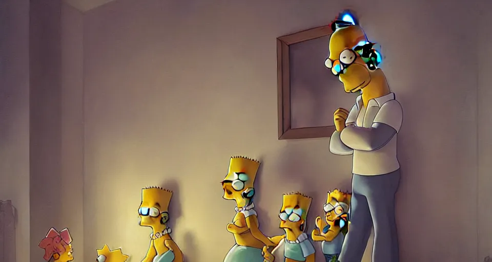 Image similar to the simpsons family, digital art, ultra realistic, ultra detailed, art by greg rutkowski