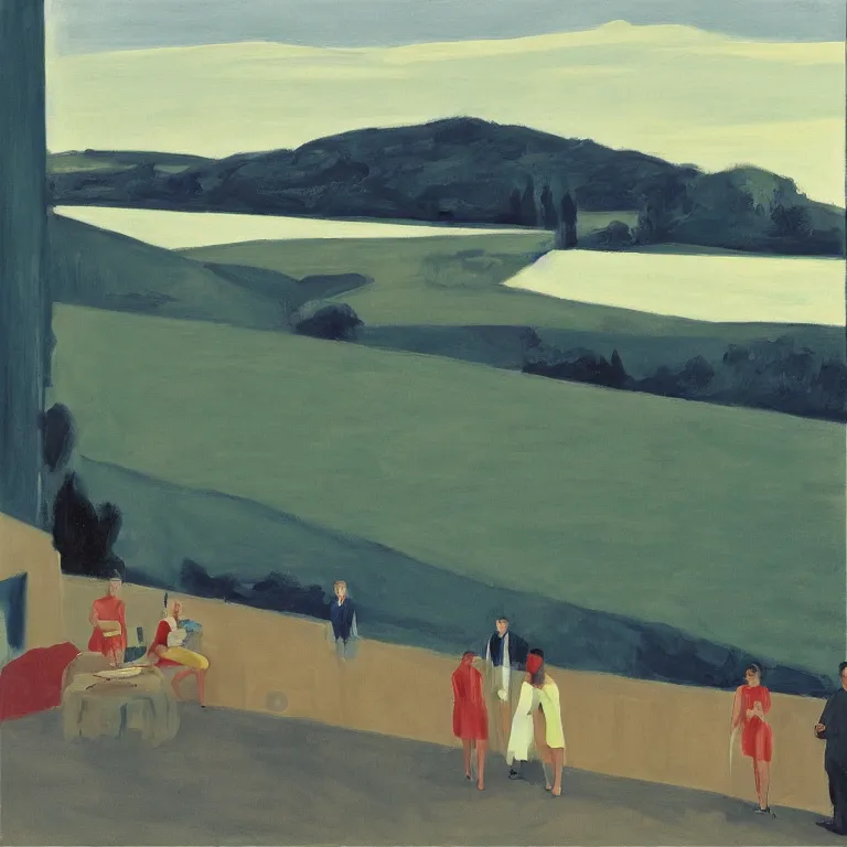 Image similar to dreaming future of südburgenland, painted by Alex Katz, painted by Edward Hopper, airbrush