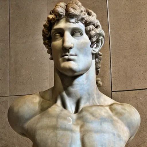 Image similar to handsome quidward, michelangelo david